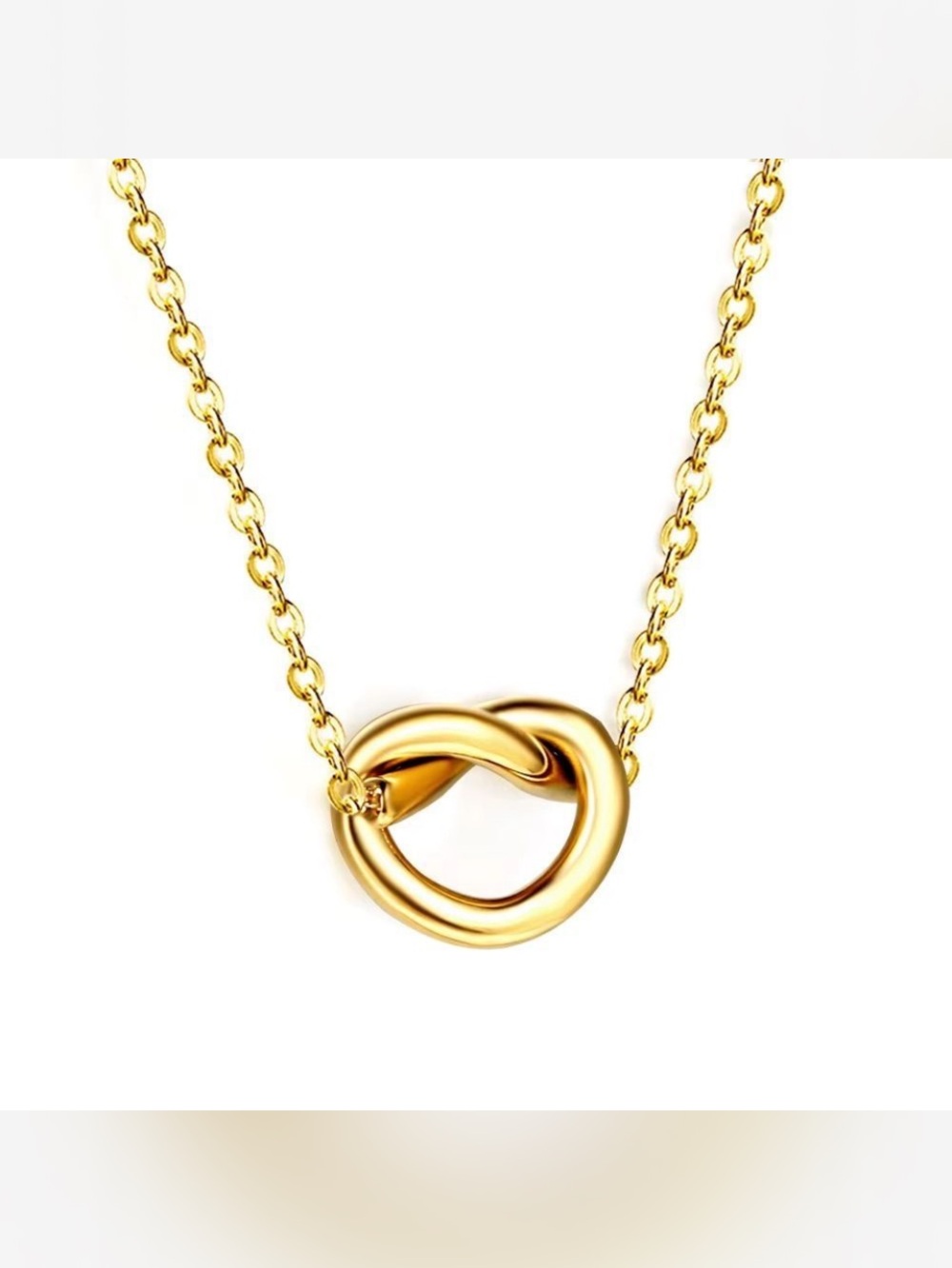 18k plated Gold Knot Pretzel 🥨 Pendant Necklace - Women Jewelry
